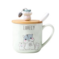 Creative cartoon hamster mug with lid spoon, 400ml teacup coffee ceramic mugs office cup office Drinkware couple cup gift