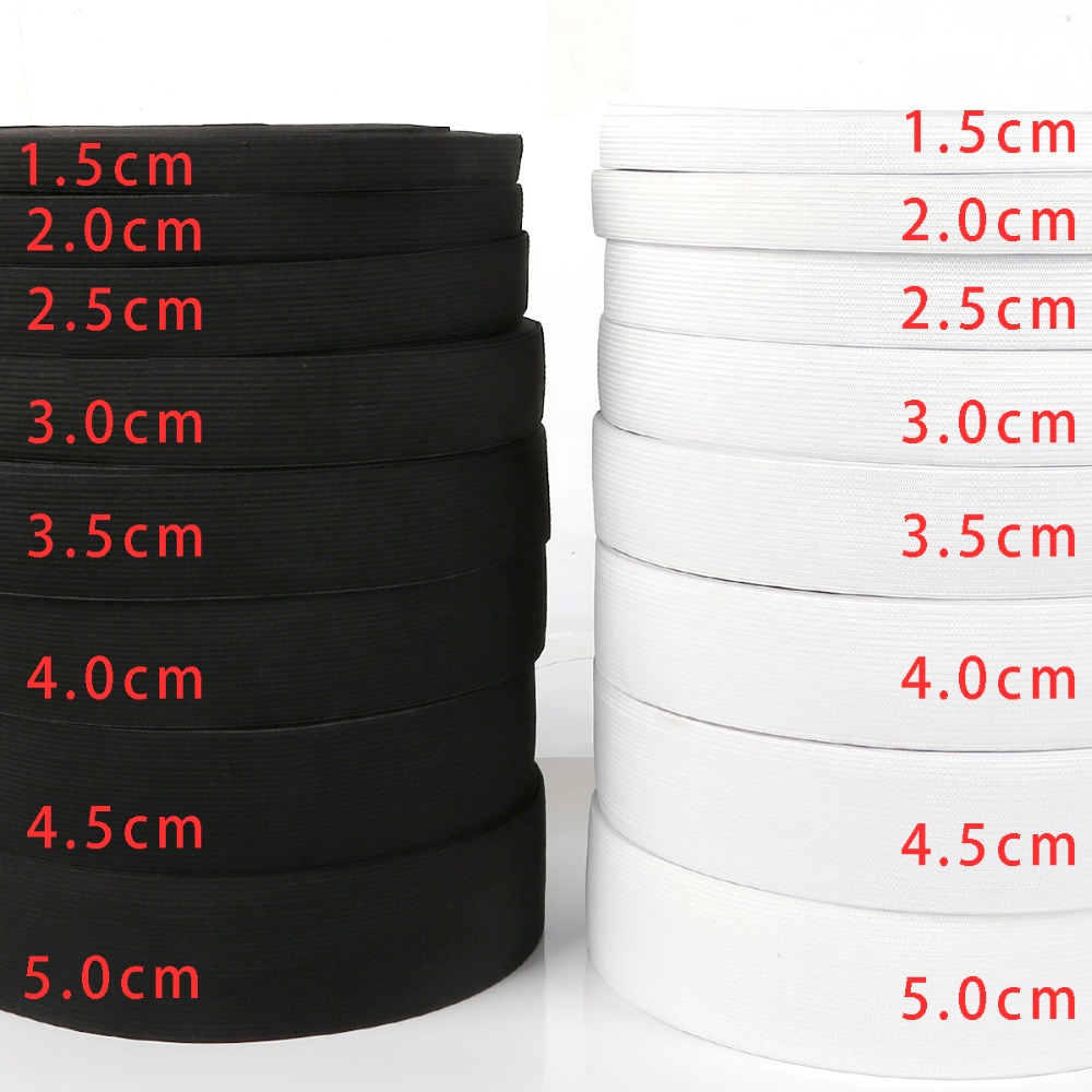 Black White Multi Size Flat Thin Wide Elastic Rubber Band Clothing Nylon Webbing Garment Sewing Accessories 5 yards/lot