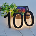 House Numbers 7'' Backlit Floating LED Illuminated Outdoor Address Sign Metal Plaque Lighted Up for Home Yard Street