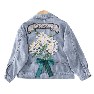 Girls Denim Jacket Coat Flower Embroidery New Fashion Spring Autumn Jacket For Baby Girl Kids Clothes Baby Coat Children Outwear