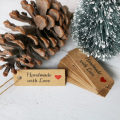 100pcs Kraft Paper Tags with Strings Handmade with Love Hang Tags Garment Tags for Candy/Gift/Cookies Display Packing Label Card