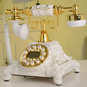 Retro Corded Telephone, Marble Brushed Desktop Lindline Phone, Rotary / Buttons Dial, Caller ID, Backlight for Home/Hotel/Office