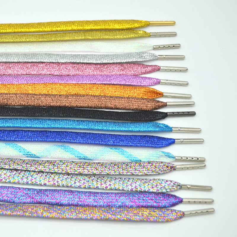 Shimmering Metallic Glitter Flat Shoelaces Sparkle Shiny Bootlaces for Canvas Sneakers Athletic Boots Shoes Free Shipping