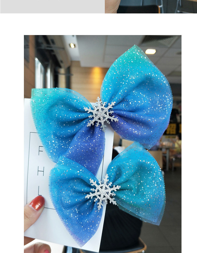 KIDS Hairpin Princess Elsa Baby Hair Accessories Super Big Blue Bow Princess Wand Hair Clips Kids Headbands
