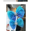 KIDS Hairpin Princess Elsa Baby Hair Accessories Super Big Blue Bow Princess Wand Hair Clips Kids Headbands