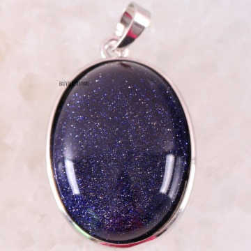 1Pcs Natural Stone Oval CAB Cabochon Bead Blue Sandstone Pendant For Necklace K655