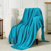 Cozy Luxury Microfiber Knitted Throw Blanket with Tassel