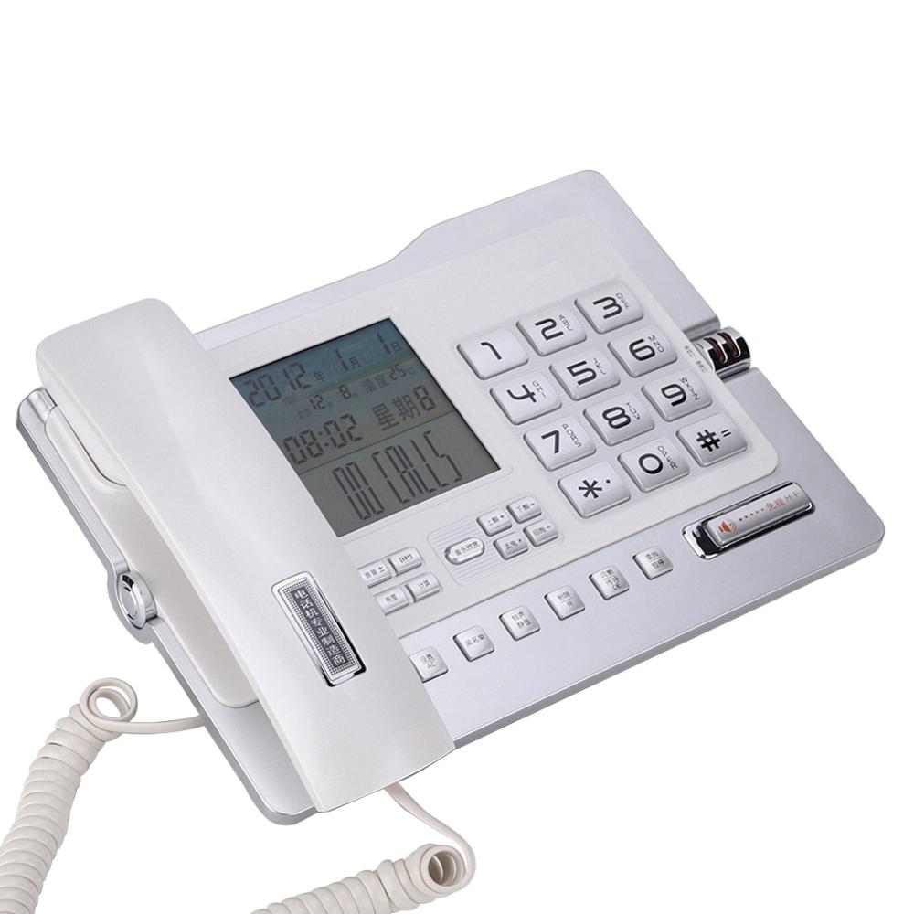 Desktop Corded Telephone Fixed Wired Landline Phone with Caller ID Display Number Storage Function for Home Office Hotel Use