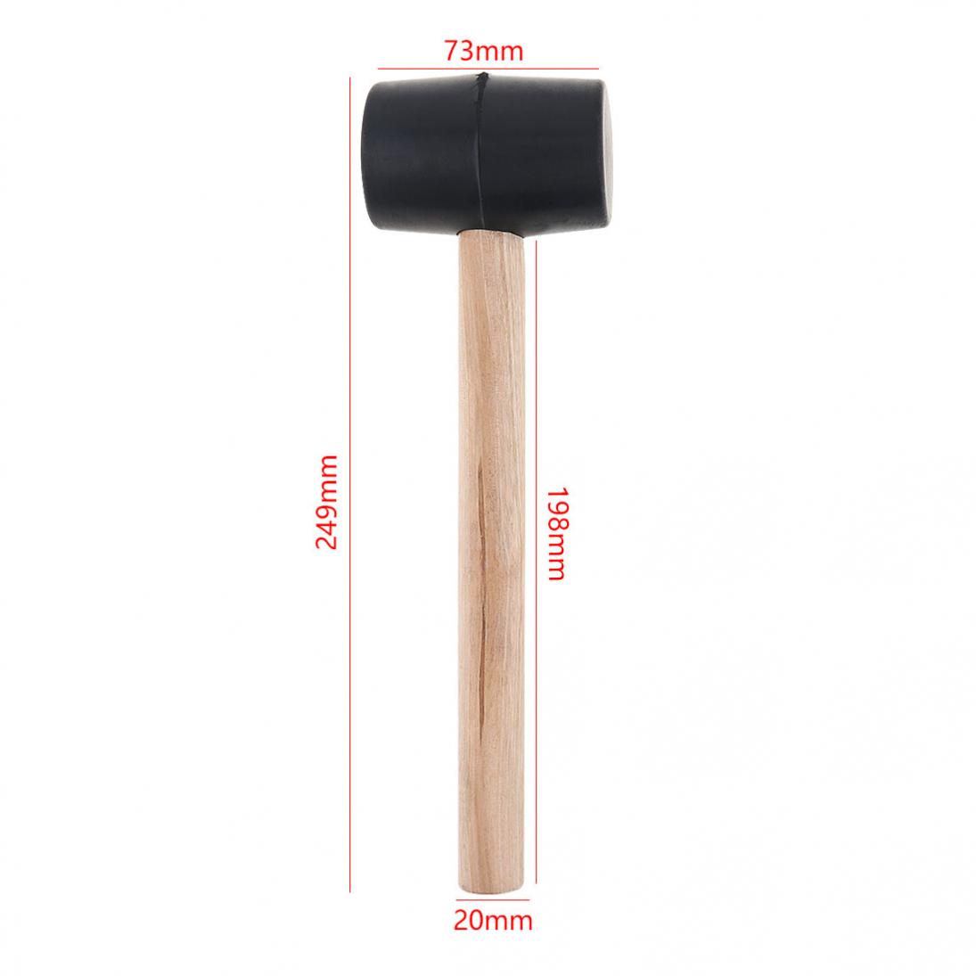 230g Non-elastic Rubber Hammer Tile Hammer with Round Head and Wooden Handle for DIY Hand Tool