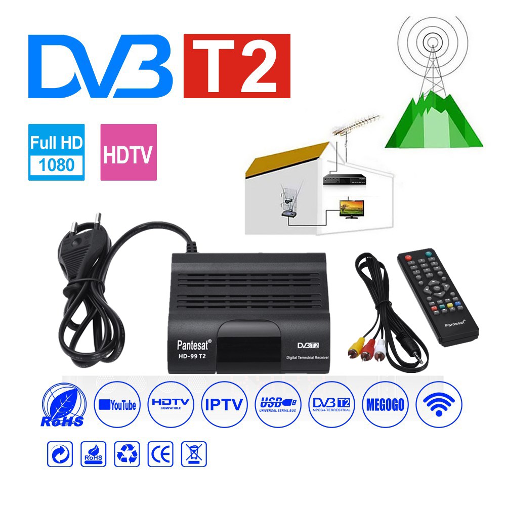 DVB-T2 HEVC 265 Receiver Satellite Wifi Free Digital TV Box DVB T2 DVBT2 Tuner DVB C IPTV M3u Youtube Russian Manual Set Top Box