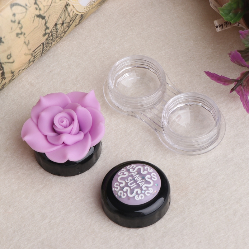 Portable Contact Lens Case Lovely Flower Contact Lens Container Holder Eyewear Box Random Color