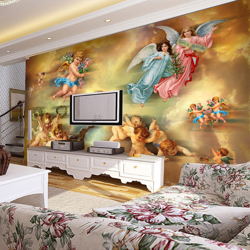 Custom Mural Wallpaper European Style Living Room Sofa TV Backdrop Large Wall Painting Angel Picture Wallpaper For Bedroom Walls
