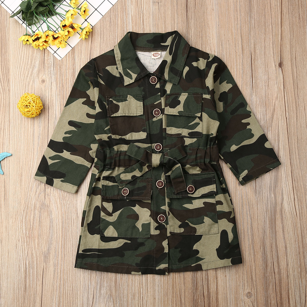 Fashion New Autumn Winter Kids Baby Girls Jackets Camouflage Long Sleeve Trench Casual Toddler Children Girls Outwear Clothes