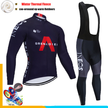 2020 Pro Team INOES Winter Thermal Fleece Cycling Clothes Mens Long Sleeve Jersey Suit Outdoor Riding Bike MTB Clothing Bib Set