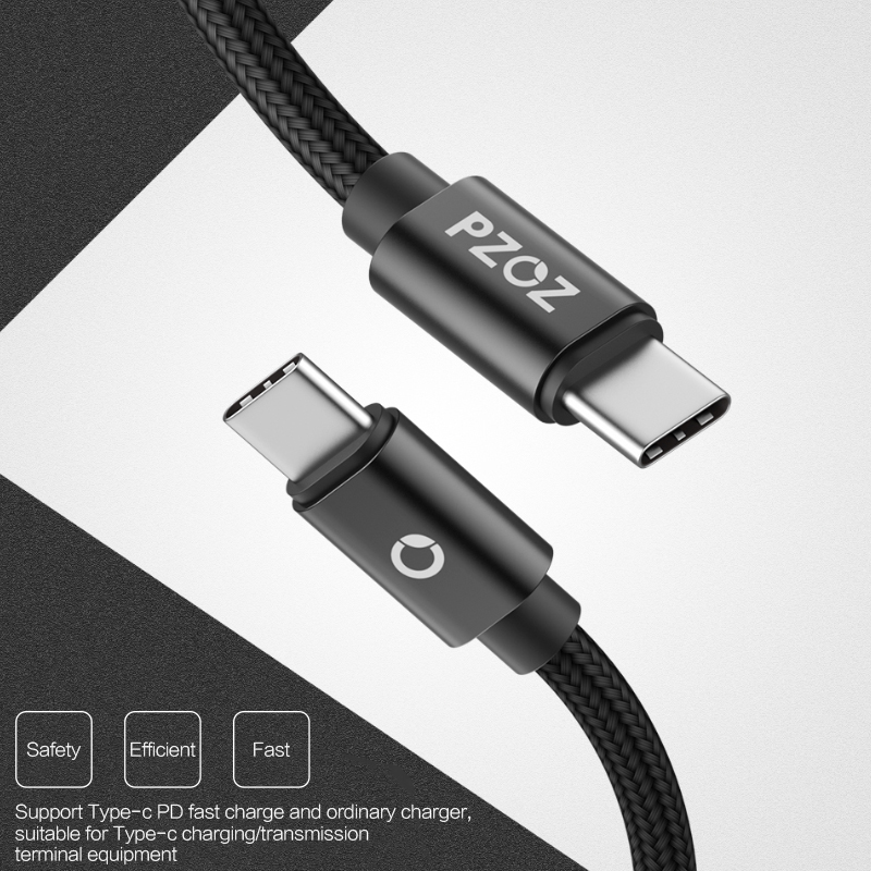 PZOZ usb c to usb-c cable 3A PD Fast charging Type c to Type-c For ipad pro 2018 Samsung S9 Switch Macbook usbc Charger PD cable