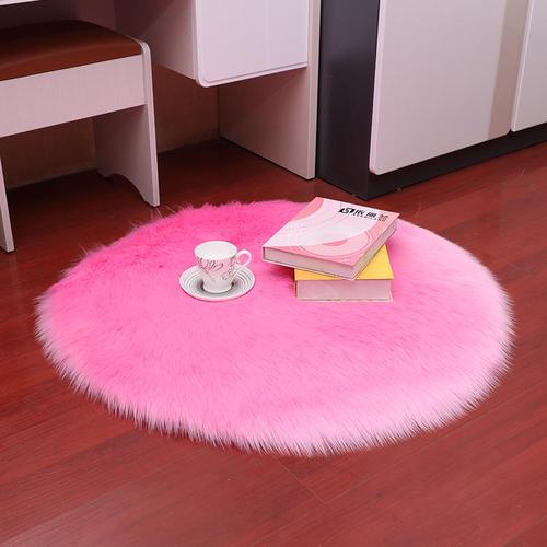 50cm Plain Fluffy Area Rugs Round Pad Carpet Hairy Fur Bedroom Carpet Mat Cover