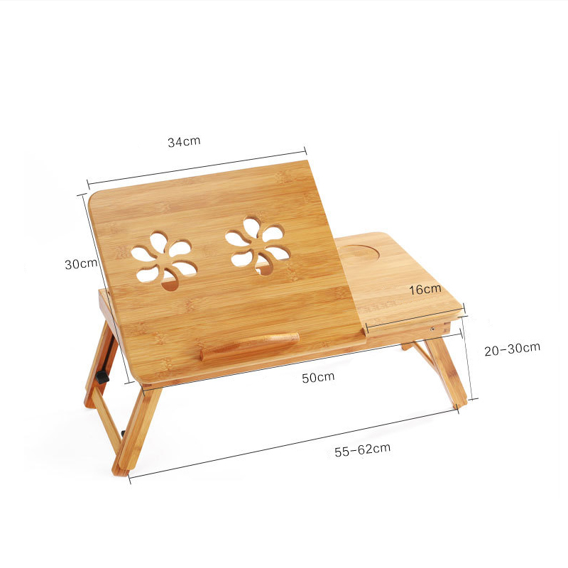 Bamboo Laptop Table Adjustable Computer Desk For Sofa Bed Folding Portable Laptop Table With Cooling Fan Notebook Stand Table