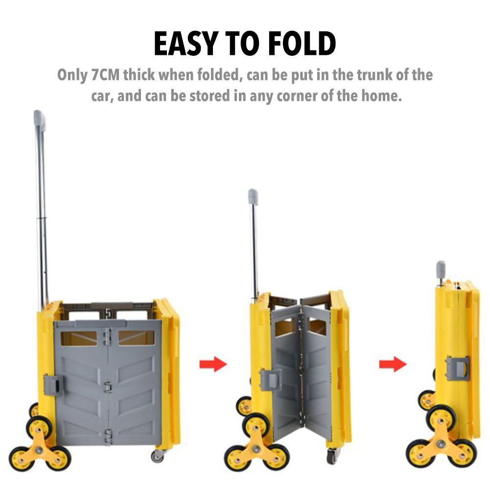 Folding Cart Heavy Duty Crate Handcart With 8 Wheels Portable Tools Carrier For Travel Shopping Moving Luggage Home Storage