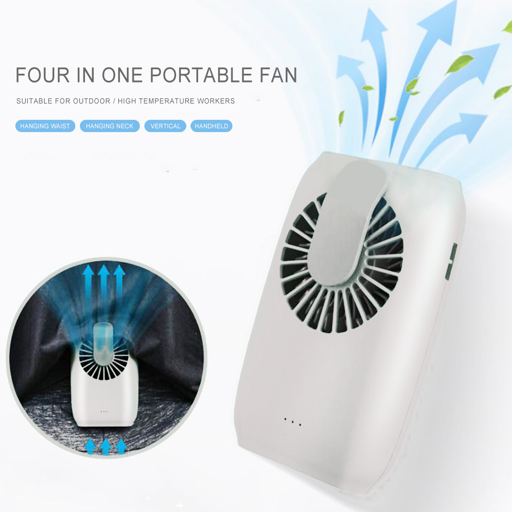 4 in 1 Portable Wearable Fan, Hands-free Wrist/Waist/Neck Fan USB Handhold Fan Strong Airflow for Room, Camping, Office, Travel