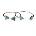 Fashion Women Jewelry Marbling Triangular Opening Turquoise Howlite Bracelets Jewelry Adjustable for Women Girls