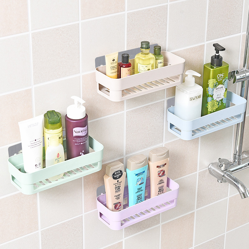 Wall Mounted Bathroom Shelf Shower Shampoo Holder Kitchen Storage Rack Punch free Shower Shelf Organizer Bathroom Accessories