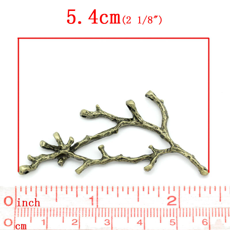 Zinc metal alloy Connectors Findings Branch Antique Bronze Branch Pattern Color Plated 5cm-6cm x 26mm-28mm, 2 PCs new