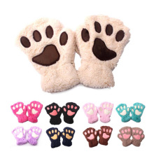 2020 new Baby gloves & mittens winter warm cartoon cat claw hanging neck leaking half-finger gloves girls outdoor warm gloves