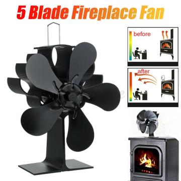 5 Blades Wood Burner Stove Fireplace Fan Improved Silent Motors Heat Powered Eco Stove Fan for Gas/Pellet/Wood/Log Stoves