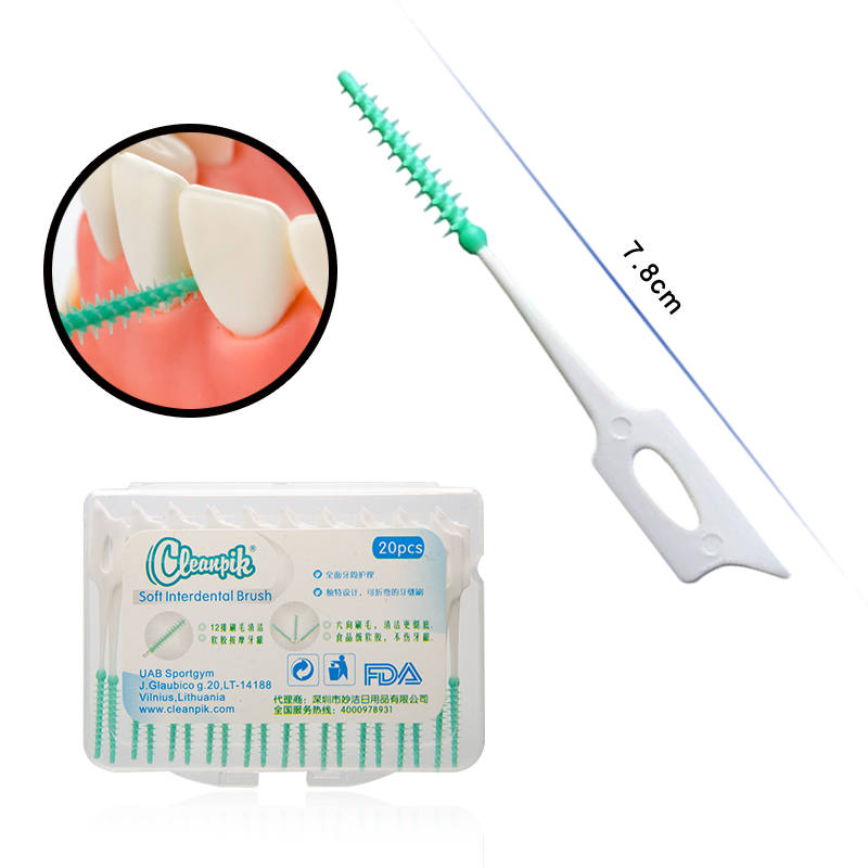 20pcs Soft Silicone Disposable Dental Floss Oral Hygiene Teeth Cleaning Floss Pick Interdental Brush Teeth Flosser Toothpick