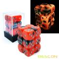 Bescon Two Tone Glowing Dice D6 16mm 12pcs Set HOT ROCKS, 16mm Six Sided Die (12) Block of Glowing Dice