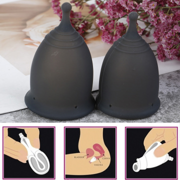 Black Color Menstrual Cup For Women Feminine Hygiene Medical 100% Silicone Cup Menstrual Reusable Lady Cup Collector Menstrual
