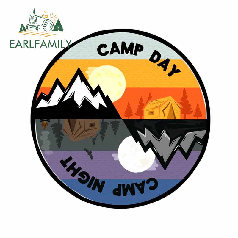 EARLFAMILY 13cm x 13cm For Camp Day Refrigerator Car Stickers Fine Decal Waterproof 3D Vinyl Material For JDM SUV RV Decoration
