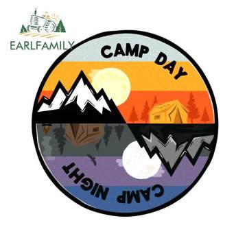 EARLFAMILY 13cm x 13cm For Camp Day Refrigerator Car Stickers Fine Decal Waterproof 3D Vinyl Material For JDM SUV RV Decoration