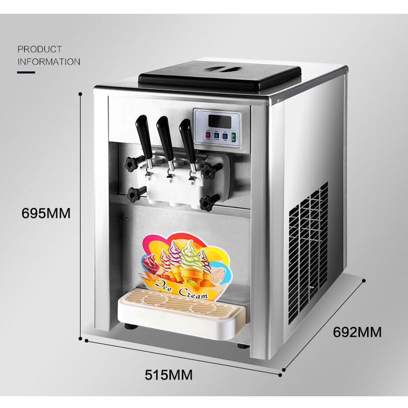 220V Ice Cream Machine Commercial Desktop Tricolor Ice Cream Maker Fruit Dessert Machine 1800W Sweet Cone Freezing Equipment