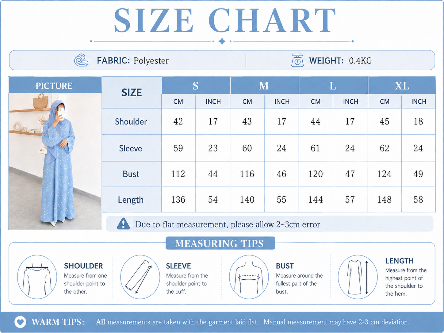 Elegant Polka Dot Belted Flare Sleeve Closed Abaya Dress