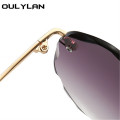 Oulylan Rimless Sunglasses Women Luxury Trimming Gradient Shades Sun Glasses Ladies Vintage Framless Eyewear UV400