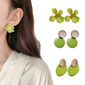 Avocado Green Flower Earrings Summer Geometric Matcha Fresh Female Earrings Fashion Jewelry