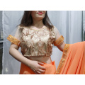 India Embroidery Cotton georgette Sally Nepalese indian Clothing Golden Lace Shirt Bollywood Sari Party Wear Wedding Saree