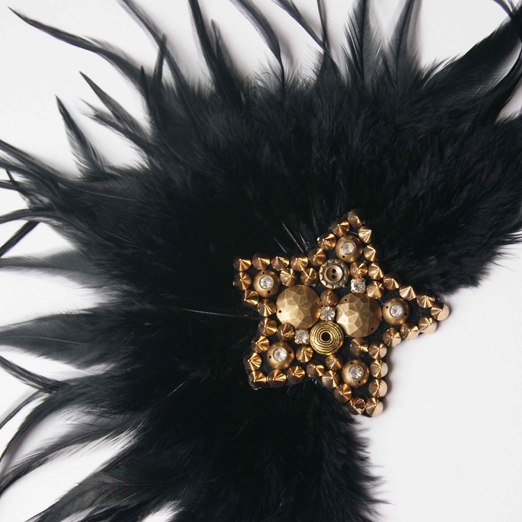 Handmade star beaded feather epaulette shoulder brooch epaulet/epaulettes spikes/escapulario blazer accessories Host decoration