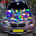 152 x40cm Silver black Holographic Chrome Vinyl Holo Film Laser Plating Car Wrap Sticker Sheet With Air Bubble Free