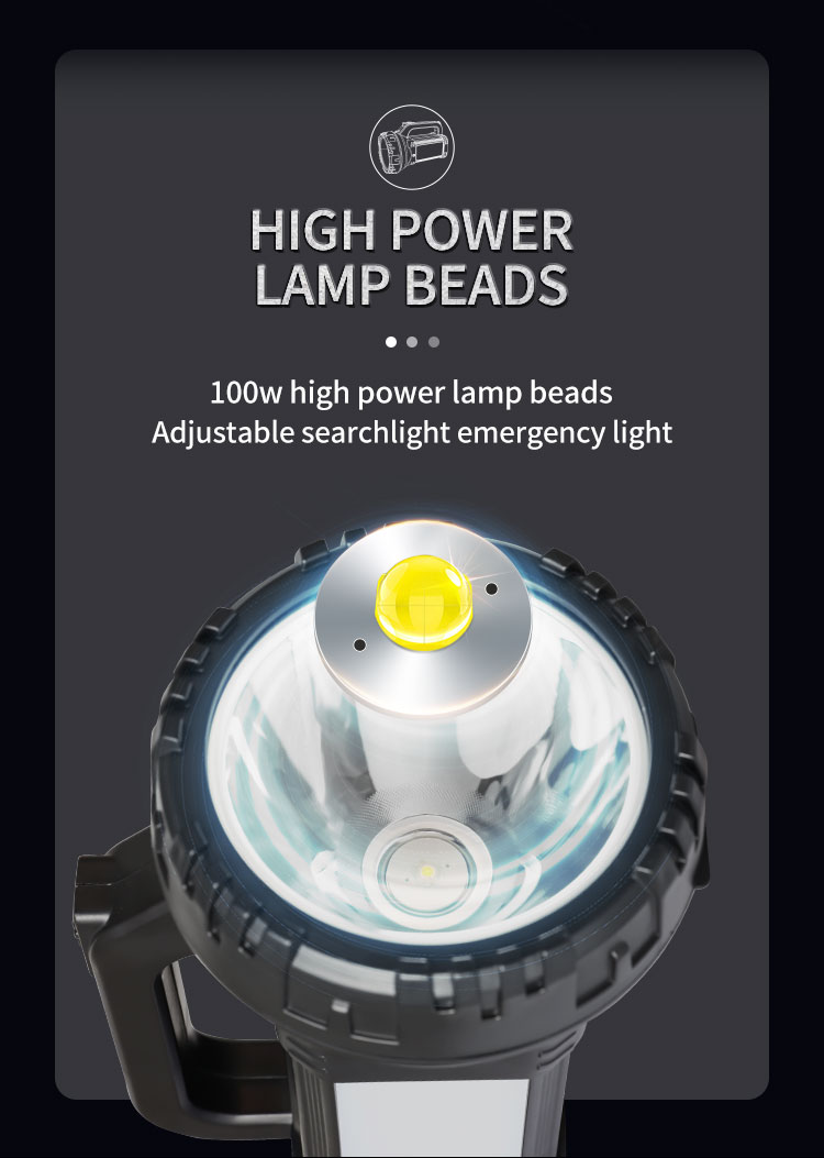Rechargeable LED Searchlight Battery with Side Emergency Light-detail-2