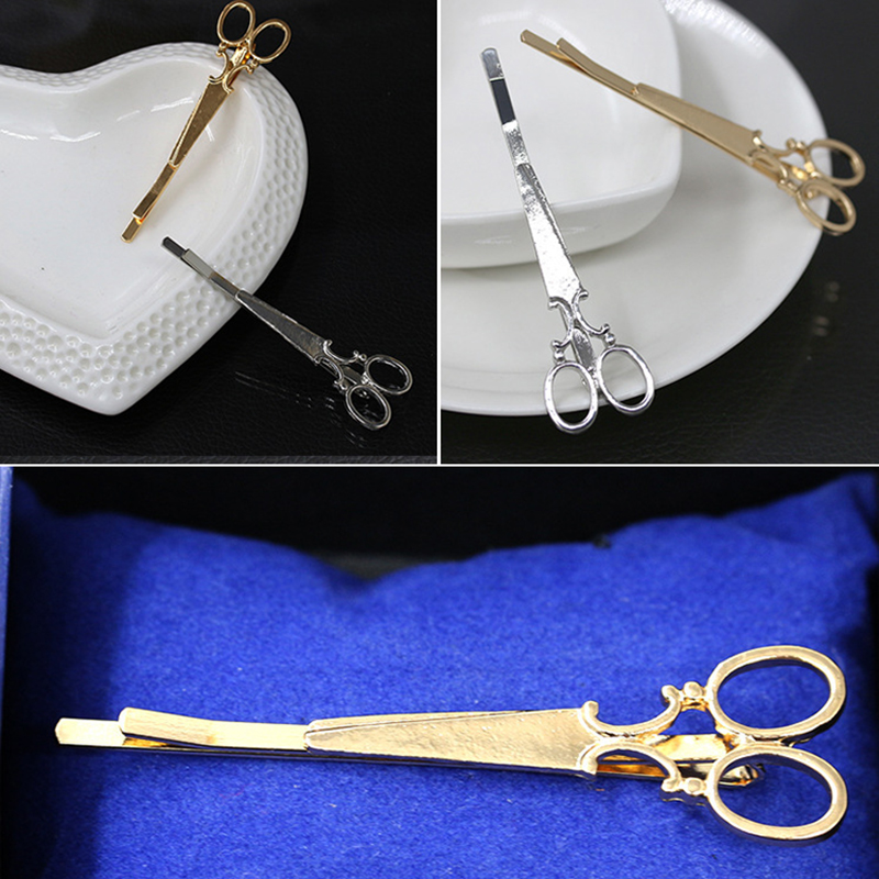 Gold/silver Color Creative Scissors Shape Lady Girls Hair Clip Hair Barrette Delicate Hair Pin Hair Decorations Accessories