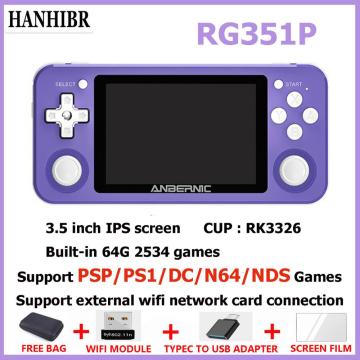 NEW RG351P ANBERNIC Retro Game Console RK3326 Linux System PC Shell PS1 Game Player Portable Pocket RG350 Handheld Game Console