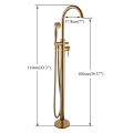 Brushed Golden Floor-Standing Bathtub Bathtub Faucet With Hand Shower Mixer Tap Rotation Handshower Bath Mixer Copper Shower Set