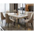 Marble countertop dining table and chair combination dining rectangular light luxury style dining table