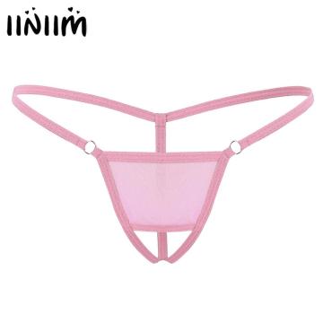 iiniim Mens Erotic Gay Transparent Lingerie Crotchless Penis Hole Sissy Panties Mini G-string Thongs Bikini Briefs Underwear