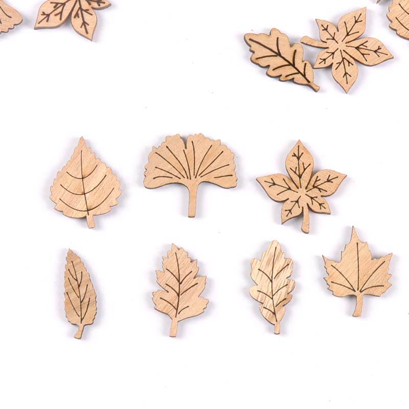 20-30mm Random Mixed Natural Leaves Wood Crafts Supplies DIY Scrapbooking Wooden Home Decoration Handmade Embellishments M2597