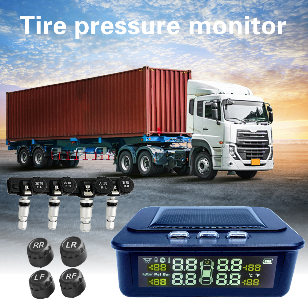 Solar TPMS Car Tire Pressure Monitoring Tyre LCD Display Auto Sensor Temperature Tire Pressure Alarm Warning System Visture
