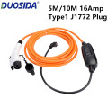 DUOSIDA Type 1 J1772 Plug EVSE 5M 10Meter 16Amp Level 2 EV Charger With EU Schuko