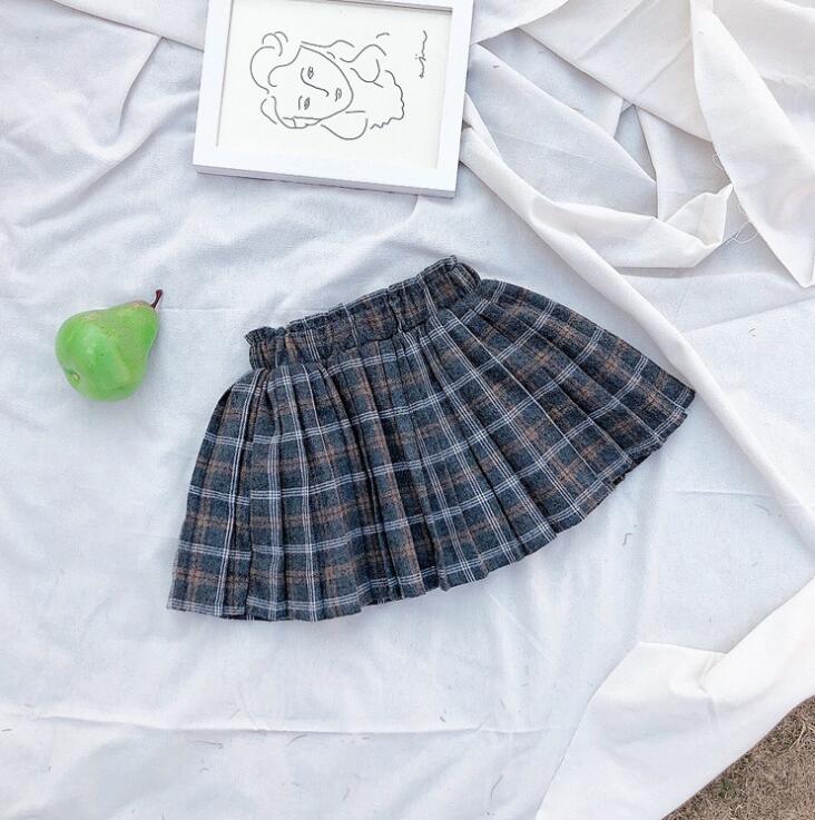 2021 Wholesale New Girls Plaid Draped Skirt Fashion Spring Cotton Girls Skirts 1-6 years QI66